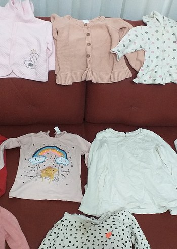2 Yaş Beden Beyaz Uzun Kollu Bebek Kız Takımı