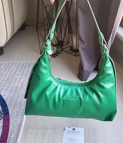 house bag yeşil deri çanta
