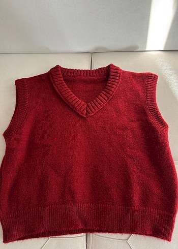 Bordo V Yaka Örgü Kadın Süveter
