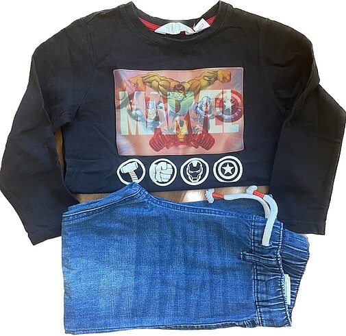 H&M Kot ve Marvel Uzun Kollu Tshirt