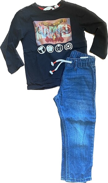 H&M H&M Kot ve Marvel Uzun Kollu Tshirt