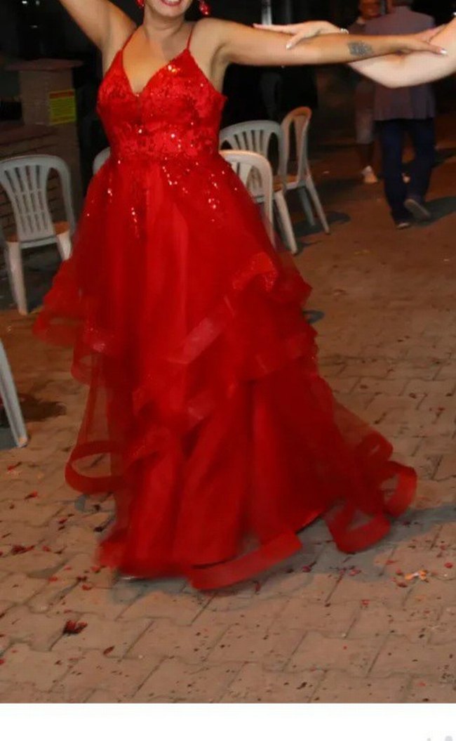 Kırmızı Straplez Uzun Abiye Elbise - Görsel 2