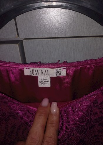 Pembe İşlemeli Dantel elbise - Görsel 3