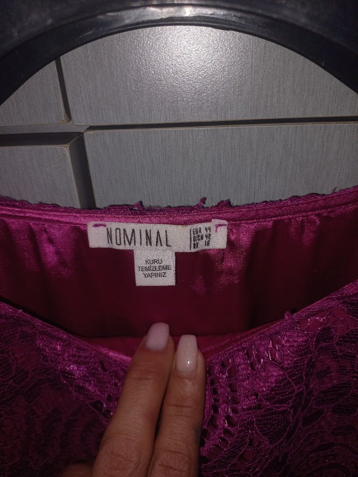 Pembe İşlemeli Dantel elbise - Görsel 3