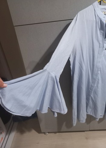 Mavi Uzun Kollu Kadın Gömlek - Görsel 4