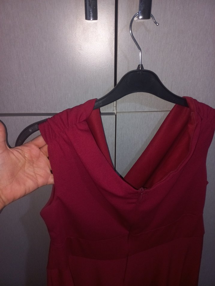 mor Drapeli V Yakalı diz altı elbise - Görsel 2