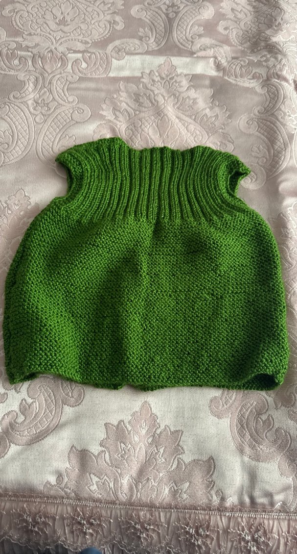 Kız Çocuk Yeşil Örgü Yelek - Görsel 2