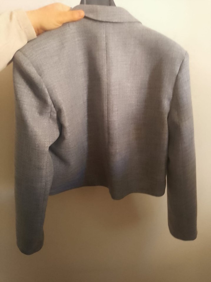 Gri Düğmeli Kadın Blazer Ceket - Görsel 2