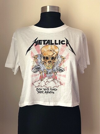 HM ORJİNAL METALLICA BEYAZ CROP