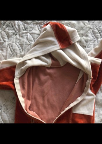 Turuncu Gri Kapüşonlu Fermuarlı Çocuk Takımı - Görsel 3