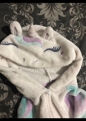 Kız Çocuk Mor Batik Desenli Peluş Tulum - Görsel 5