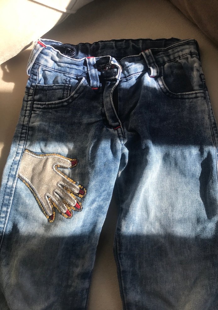 Kız Çocuk Mavi Bol Kesim Kot Pantolon - Görsel 2