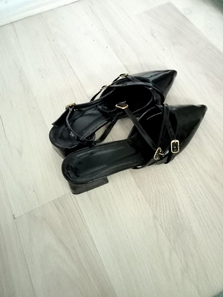 Siyah Rugan Tokalı Stiletto Kadın Ayakkabı - Görsel 2