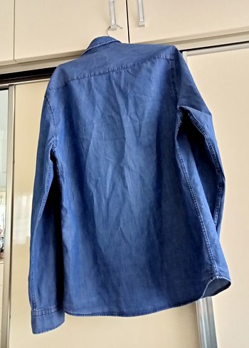 Erkek Mavi Denim Gömlek - Görsel 3