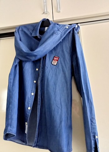 Erkek Mavi Denim Gömlek - Görsel 4