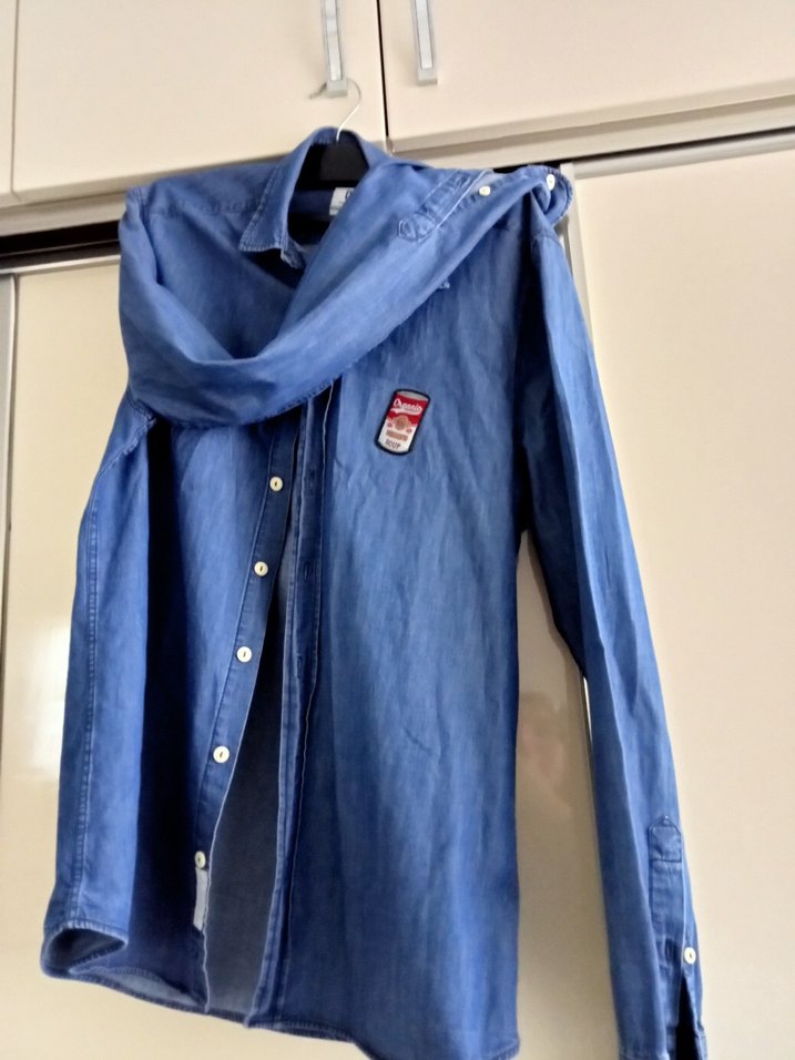 Erkek Mavi Denim Gömlek - Görsel 4