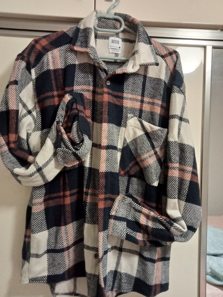 Düğmeli Ekoseli Uzun Kollu erkek gömle - Görsel 2