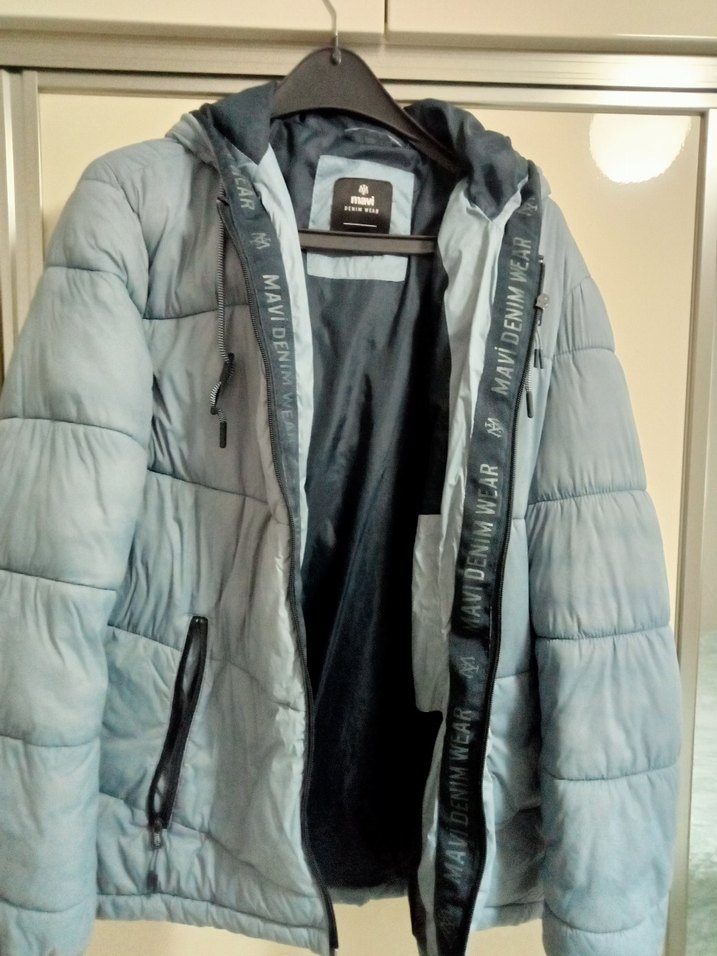 Gri Kapüşonlu Kadın Kışlık Mont erkek - Görsel 5