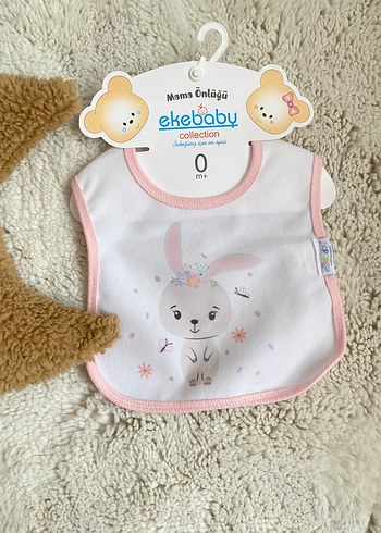 Ekebaby Pembe Baskılı Bebek Mama Önlüğü - Görsel 5