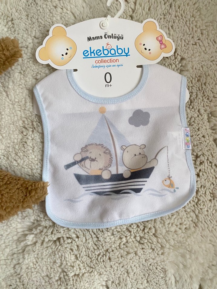 Ekebaby Pembe Baskılı Bebek Mama Önlüğü - Görsel 3