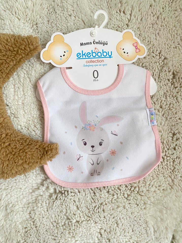 Ekebaby Pembe Baskılı Bebek Mama Önlüğü - Görsel 5