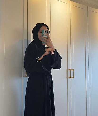 48 Beden siyah Renk İncili abaya