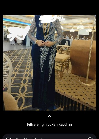 Özel tasarım lacivert kadife abiye elbise - Görsel 2