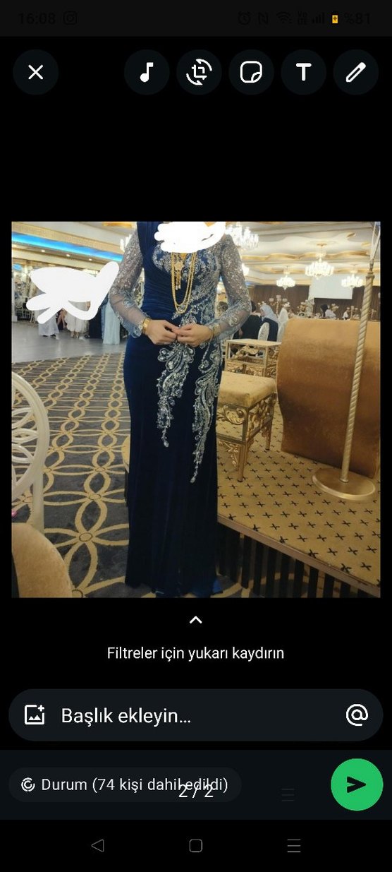 Özel tasarım lacivert kadife abiye elbise - Görsel 2