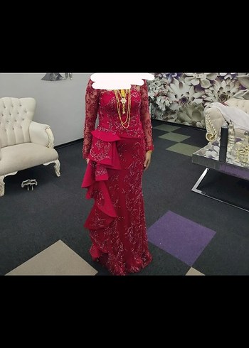 Özel tasarım Kırmızı Abiye elbise - Görsel 2