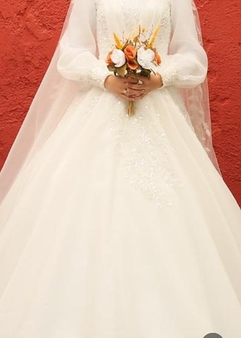 Uzun Kollu Klasik Prenses Gelinlik - Görsel 2