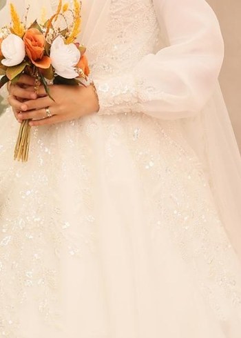 Uzun Kollu Klasik Prenses Gelinlik - Görsel 3