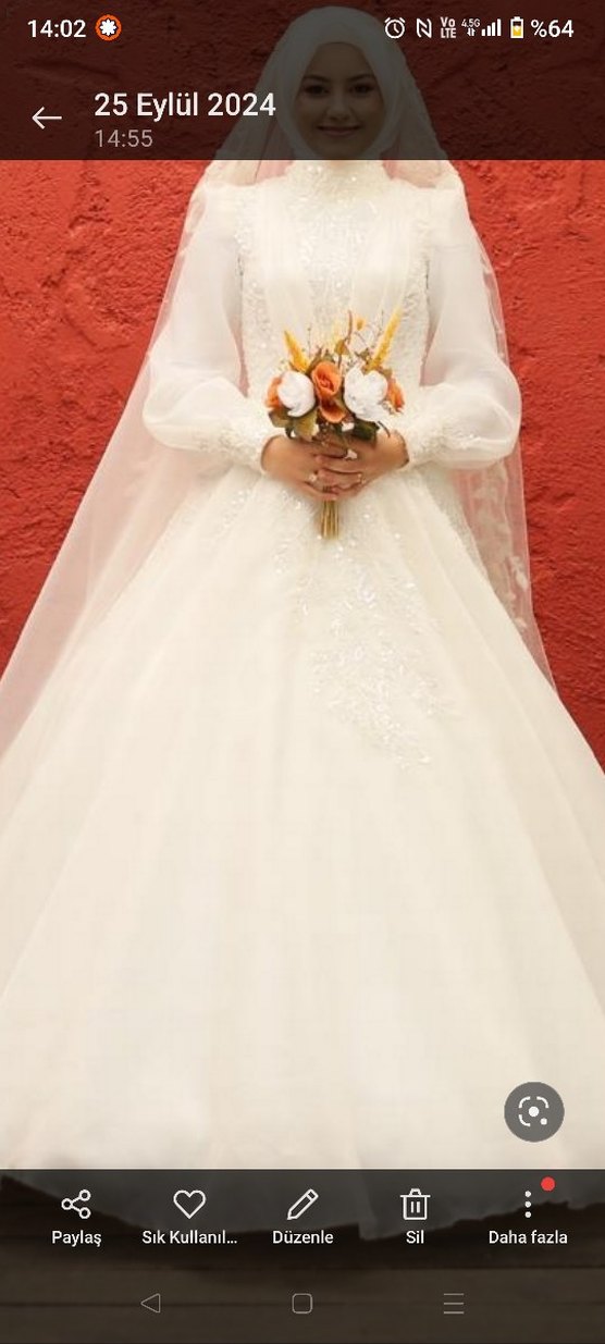 Uzun Kollu Klasik Prenses Gelinlik - Görsel 2