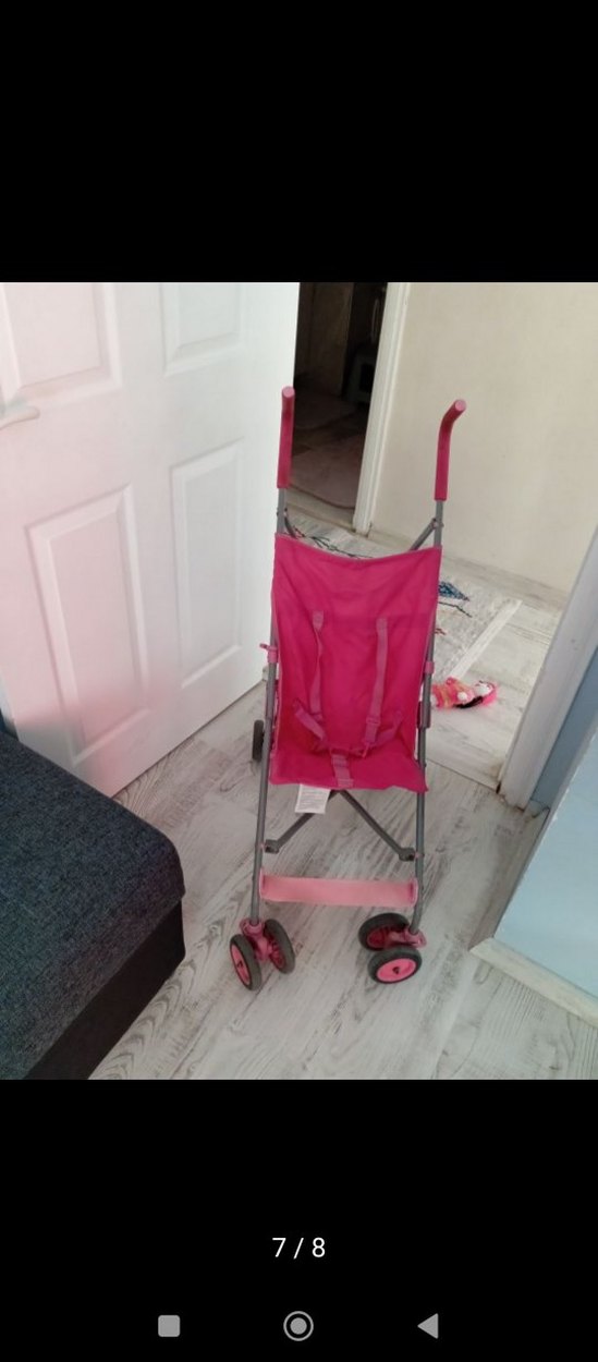 Pastel Pembe Bebek Arabası - Görsel 3