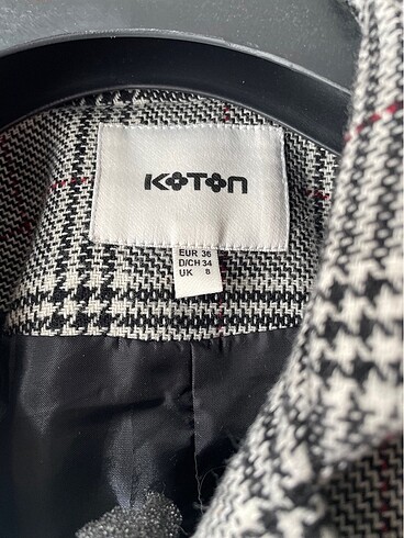 Koton Koton Ekose Desenli Uzun İnce Ceket