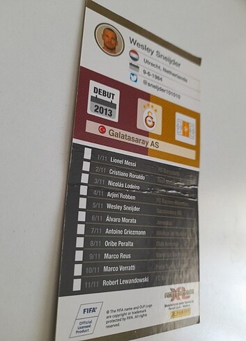 Beden Wesley Sneijder Galatasaray Panini Bonus Limited Edition XXL Kar