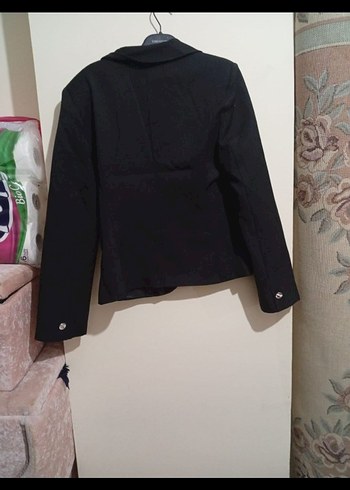 Düğmeli Siyah Kadın Blazer Ceket - Görsel 2