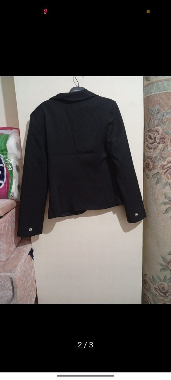 Düğmeli Siyah Kadın Blazer Ceket - Görsel 2