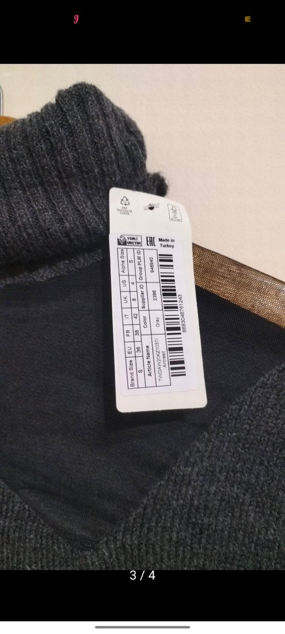 Gri Kadın Boğazlı Örgü Yün Kazak - Görsel 3