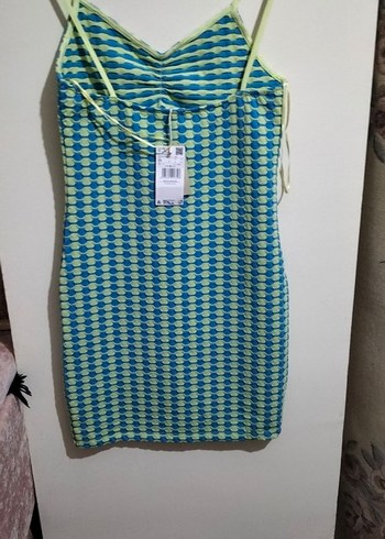 Mavi Piliseli Midi Örme Elbise - Görsel 2