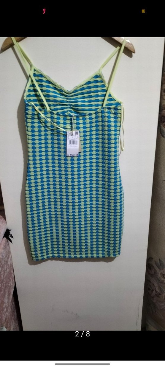 Mavi Piliseli Midi Örme Elbise - Görsel 2