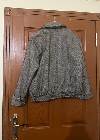 Gri Yün Fermuarlı Kadın Ceket - Görsel 4