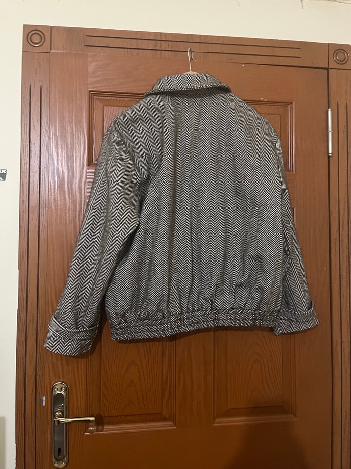 Gri Yün Fermuarlı Kadın Ceket - Görsel 4