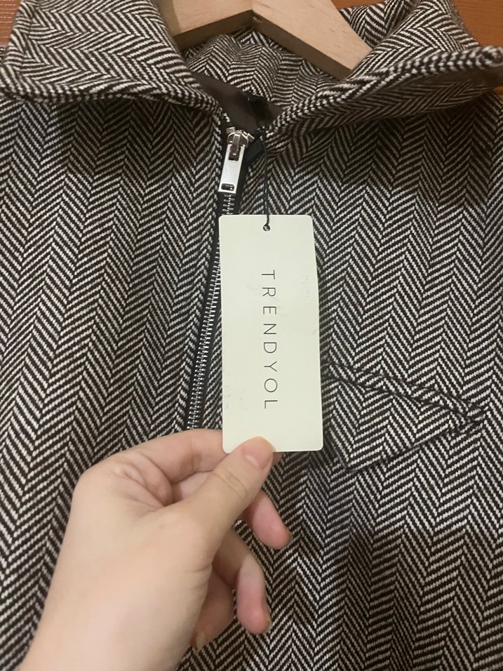 Gri Yün Fermuarlı Kadın Ceket - Görsel 2