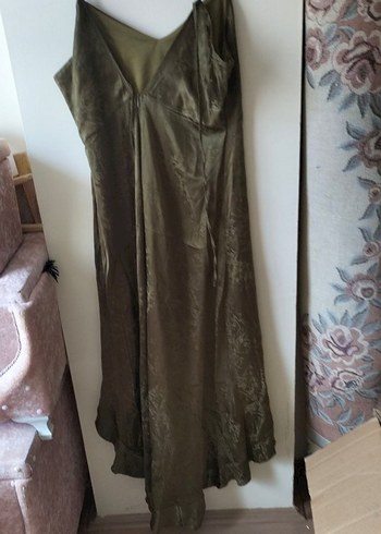 Bohem V Yaka Keten Uzun Askılı Elbise - Görsel 2