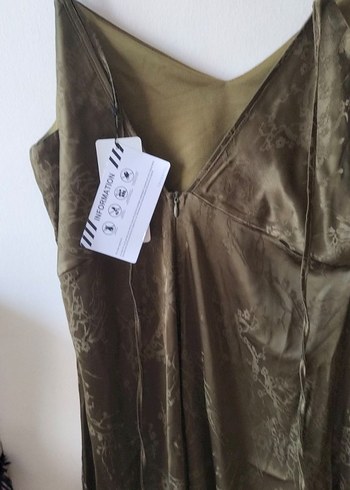 Bohem V Yaka Keten Uzun Askılı Elbise - Görsel 3