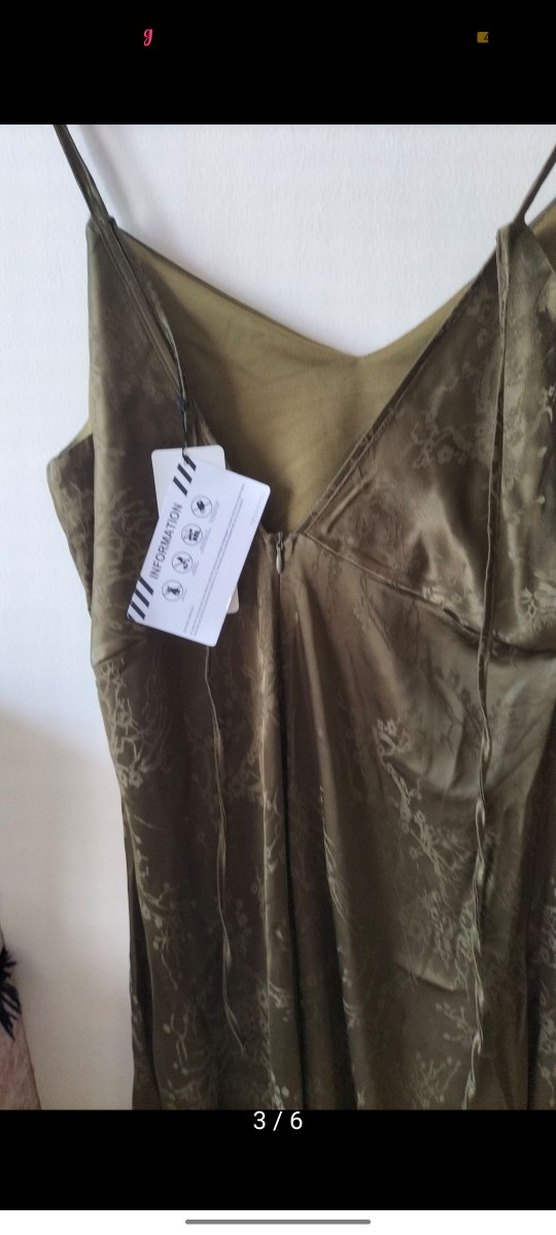 Bohem V Yaka Keten Uzun Askılı Elbise - Görsel 3