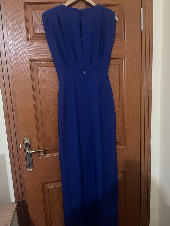 Mavi Drapeli Uzun Abiye Elbise - Görsel 2