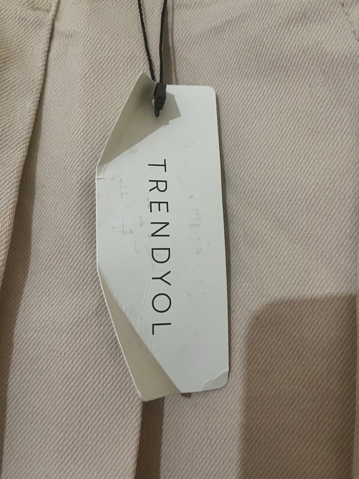 Bej Kadın Mini Şort Pilili Pamuklu - Görsel 3