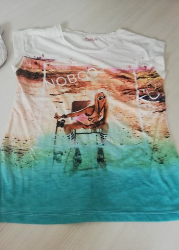s Beden Çok Renkli Baskılı Kız T-shirt