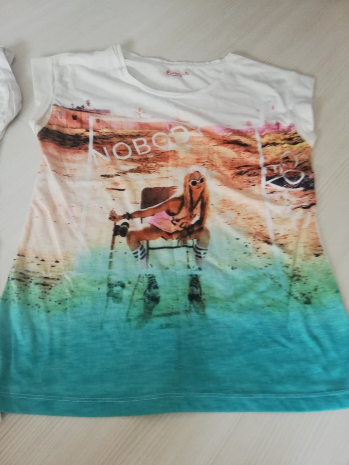 Çok Renkli Baskılı Kız T-shirt - Görsel 3